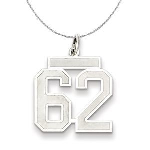Sterling Silver, Jersey Collection, Medium Number 62 Necklace - 18 In